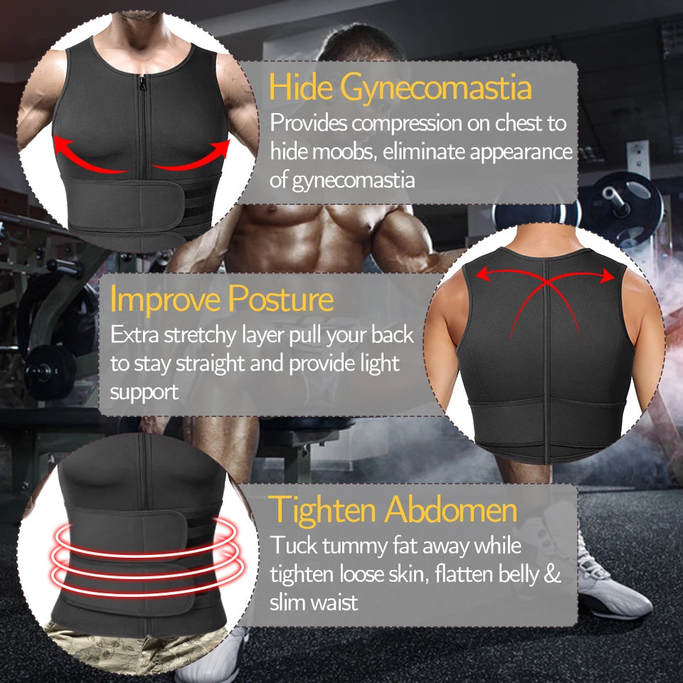 Men Sweat Vest Weight Loss Shirt Fat Burner Workout Tank Tops